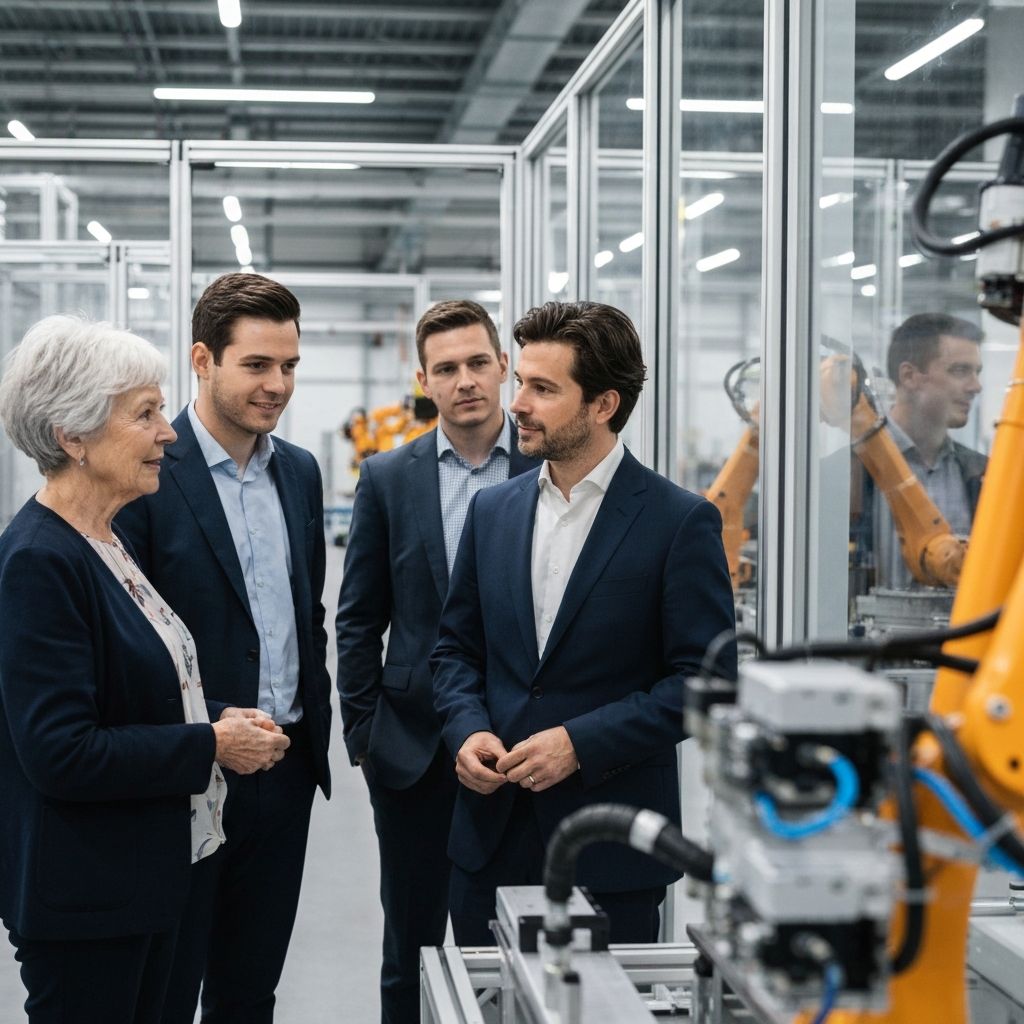 Propietarios y directivos de activos industriales regionales en ambiente de planta de manufactura moderna